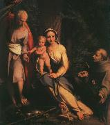 CORNELISZ VAN OOSTSANEN, Jacob The Rest on the Flight to Egypt with Saint Francis dfb oil painting reproduction